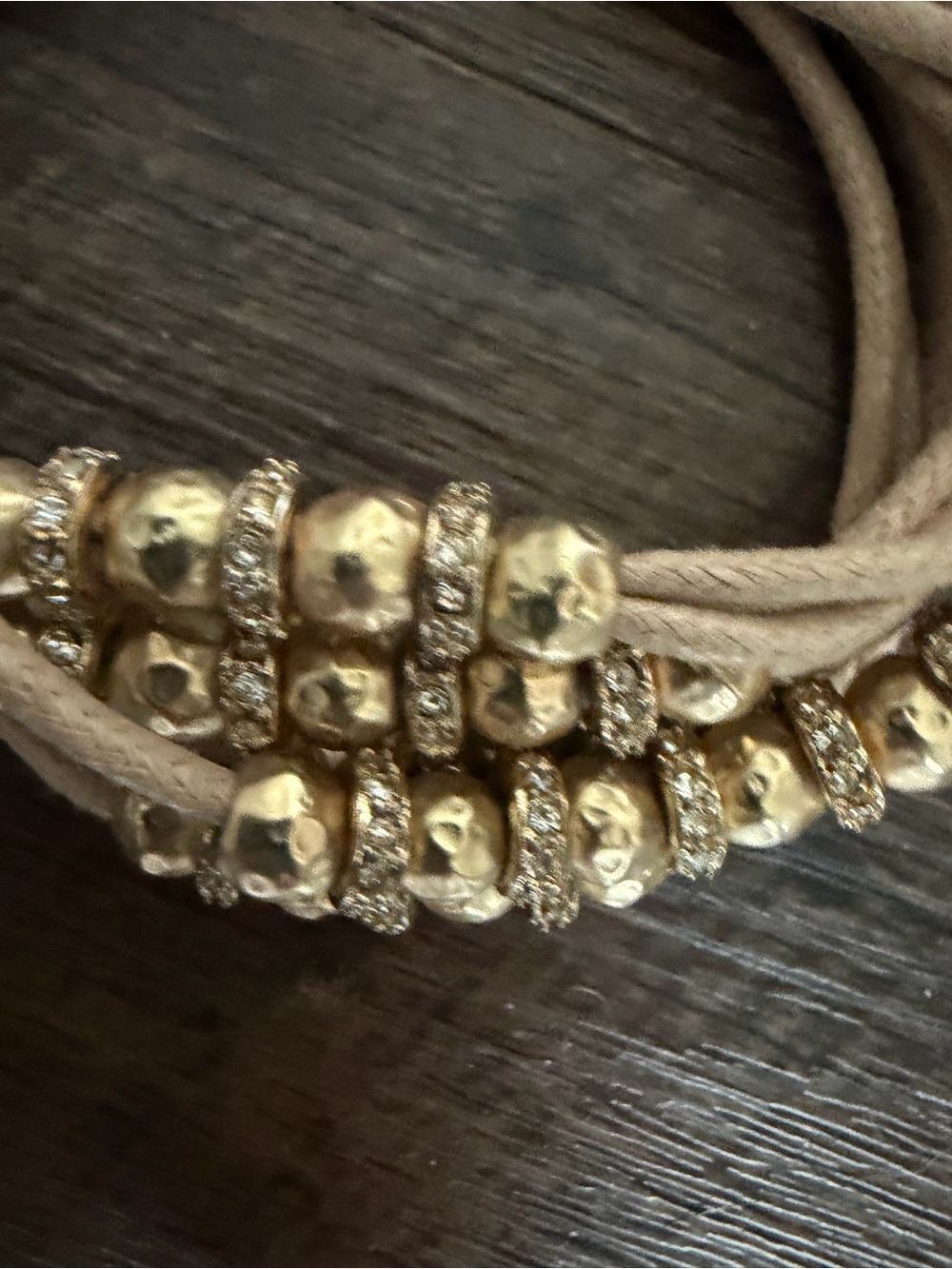 Source Unknown Gold and Taupe Multi-Strand Beaded Bracelet - Picture 3 of 5